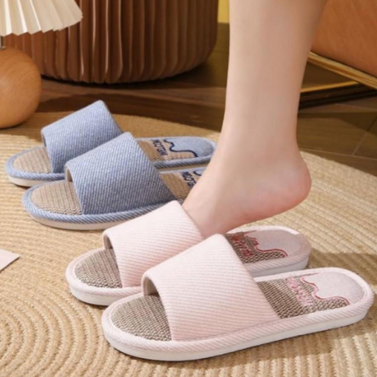 거실화 봄 가을 여름 예쁜 린넨 거실 실내화 슬리퍼