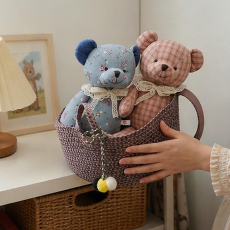 포근한 곰 애착인형 베어돌 35cm 레이스카라 아이방 인테리어 선물용