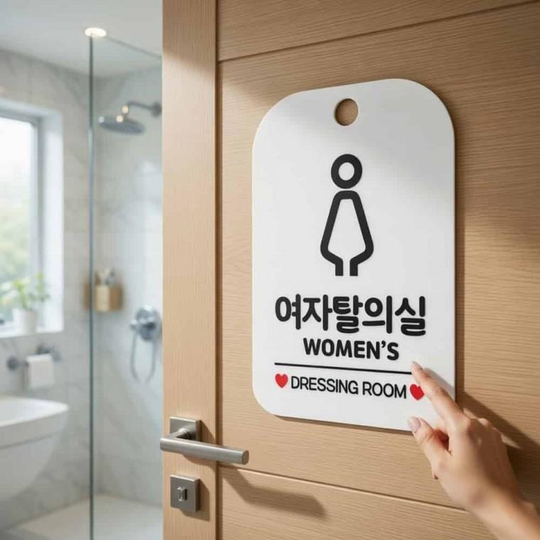 여자탈의실 안내판 도어사인 안내문