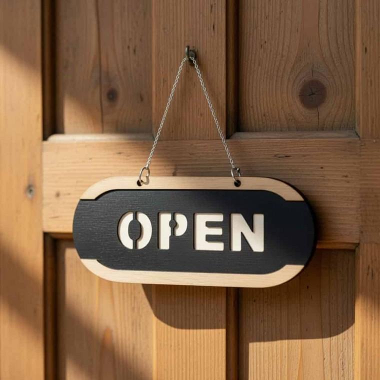 나무 OPEN 표지판 영업시간표시 오픈안내판