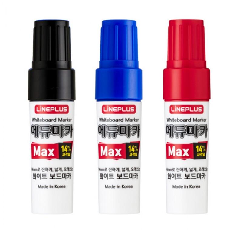 라인플러스 보드마카 에듀마카 맥스 사각닙 14mm (12개입) 1다스 (택1) 화이트보드마카