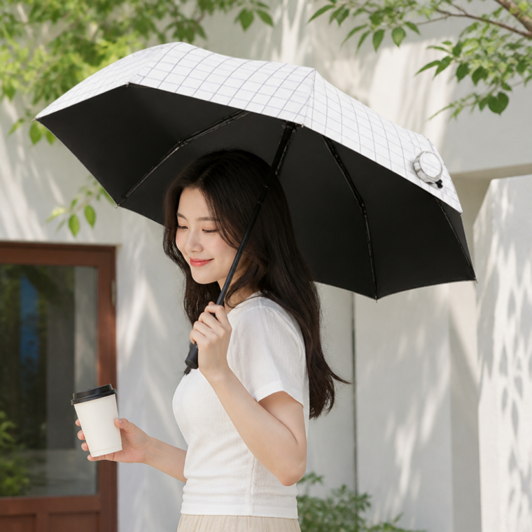 체크무늬 3단 암막 양우산 접이식 차광 자외선 차단 양산