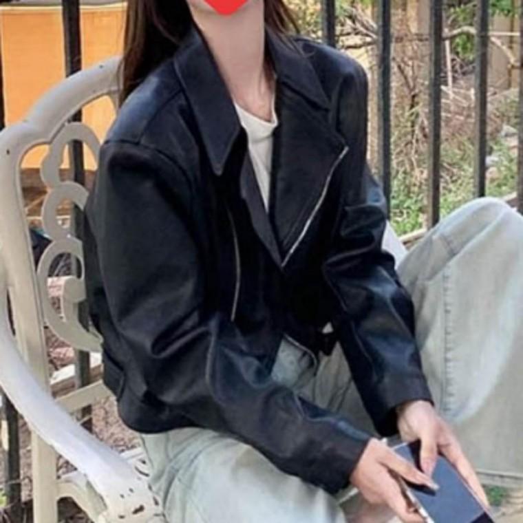 여성 더블 카라 레더 집업 자켓 데일리룩 아우터 가죽 가을