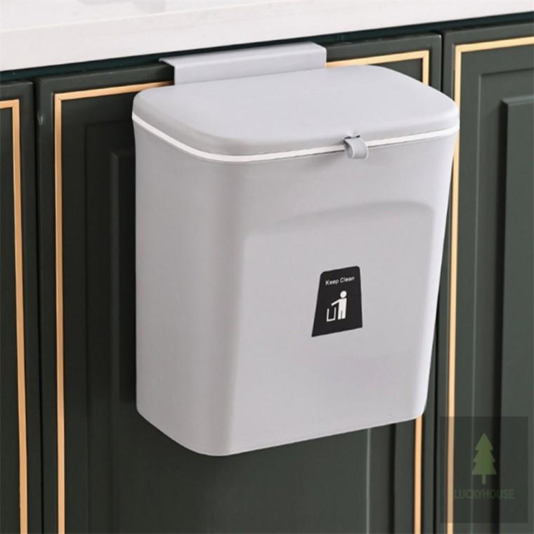 싱크대 걸이 쓰레기통 7L 그레이 주방쓰레기통걸이형 주방벽걸이휴지통 싱크대걸이용쓰레기통