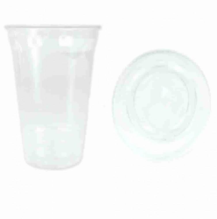 일회용 투명컵 414ml 평판뚜껑 100개 카페일회용컵 투명테이크아웃컵 테이크아웃컵세트 카페테이크아웃컵