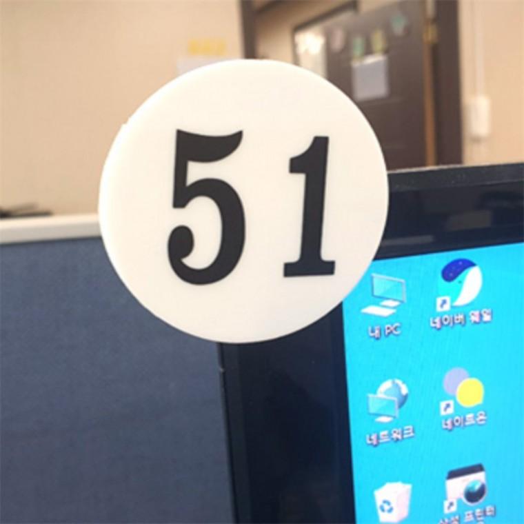 원형 60mm 아크릴 번호판 1-50 1P 도어사인 락커번호표 번호스티커