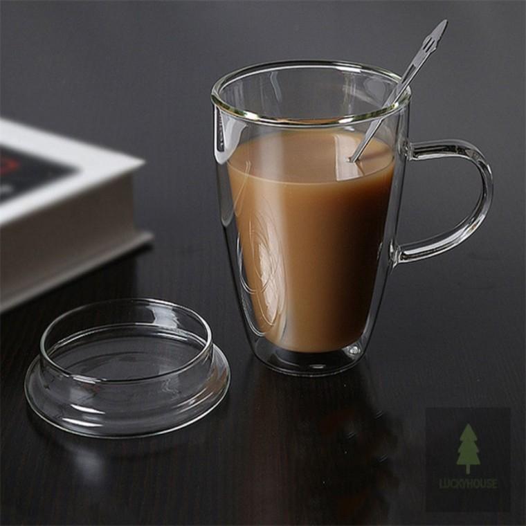 뚜껑 유리컵 300ml 이쁜컵 이쁜찻잔 카페내열유리컵