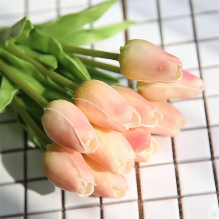 조화 튤립 한송이 피치 인테리어조화꽃꽂이재료 핑크튤립조화 고급조화튤립