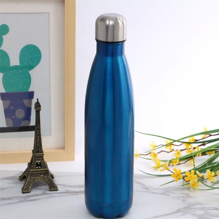 유광 슬림 스텐보온병 500ml 블루 보온잘되는보온병 보온물병 등산용보온병