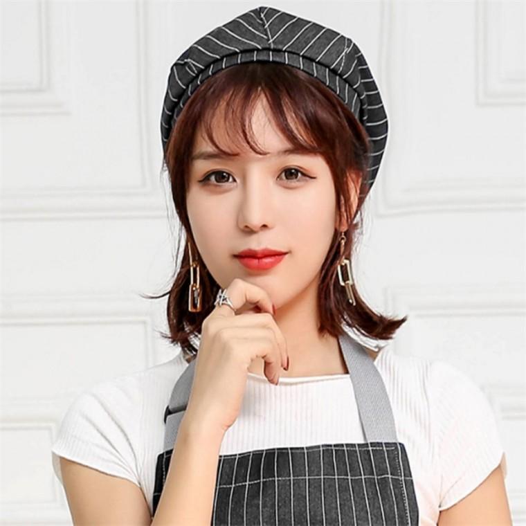 카페 베레모 주방모자 스트라이프 블랙 바리스타모자 조리모자 식품위생모자