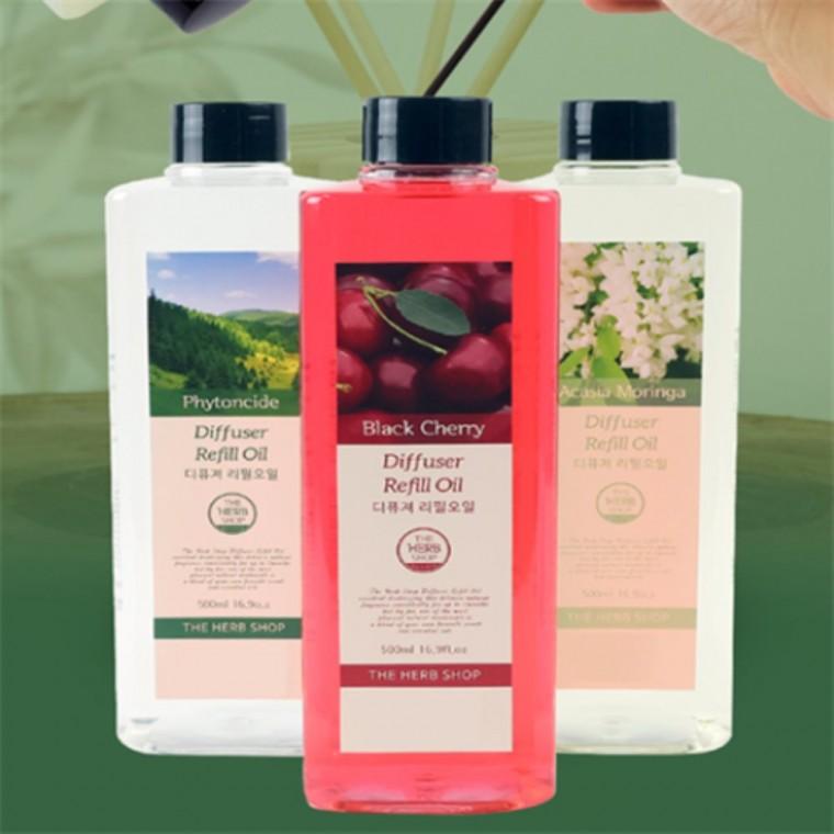 향좋은디퓨저 방향제 리필오일 500ml 블랙체리 피톤치드 아카시아모링가 고급디퓨져 집방향제리필용 실내방