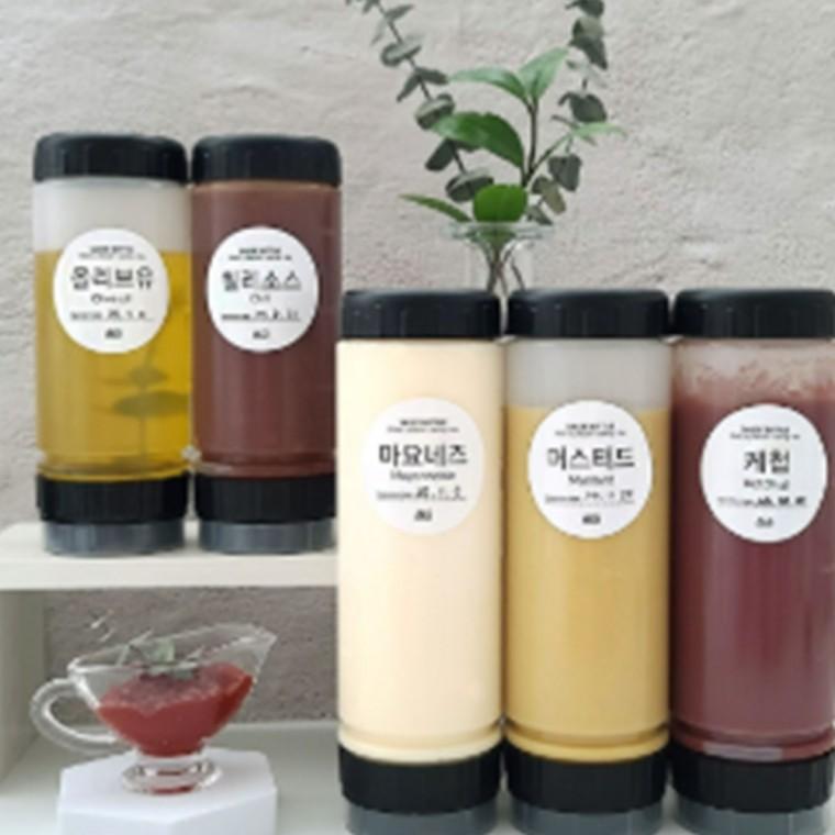 거꾸로양쪽헤더 소스병 소스리필용기 잔량제로소스병