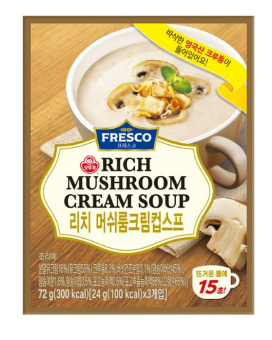 오뚜기 리치 머쉬룸크림 컵스프 72G