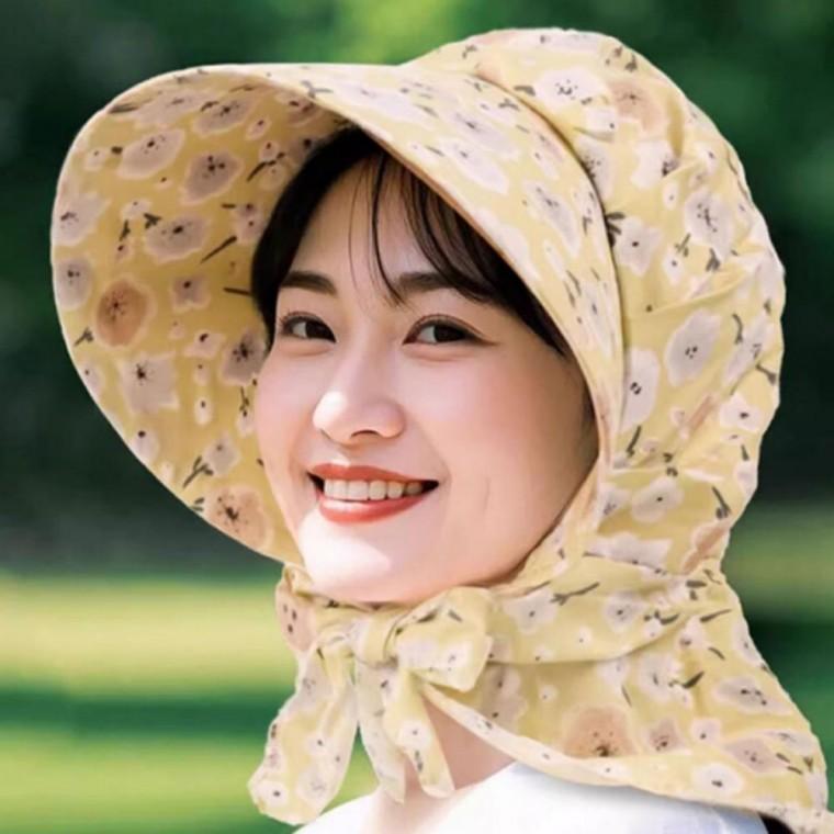 꽃무늬 햇빛가리개 농사모자