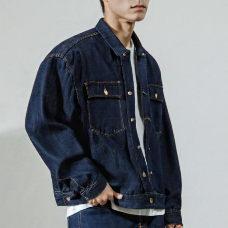 남성 레트로 워싱 오버핏 청자켓