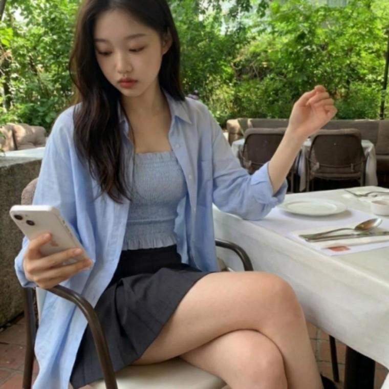 린넨 셔츠 스모크 나시 세트