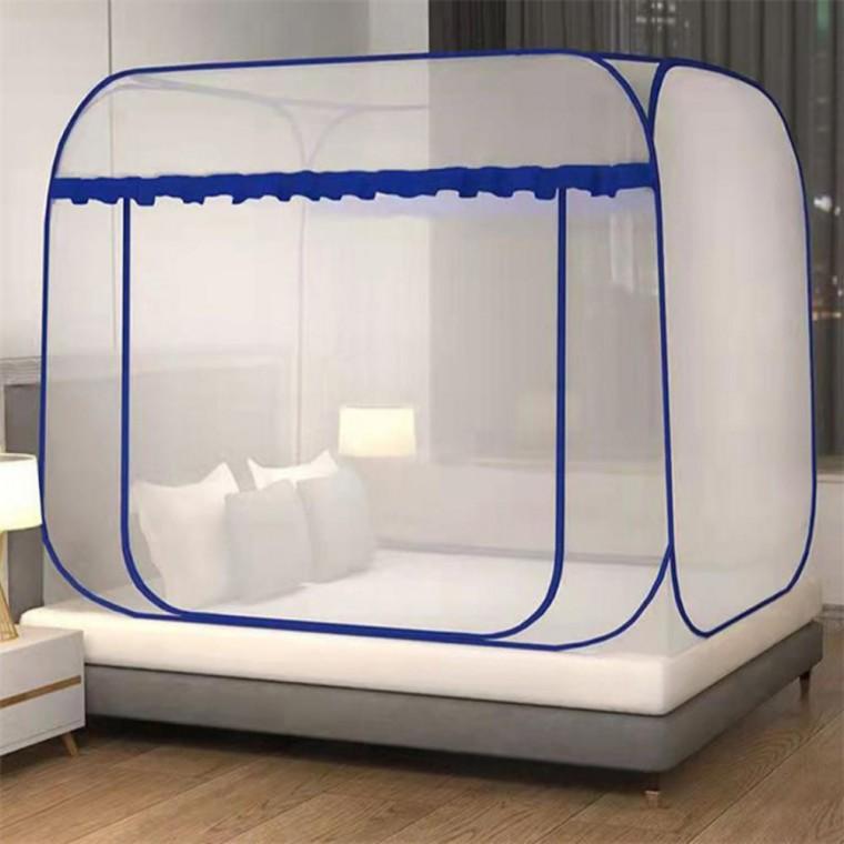 사각 원터치 침대모기장 180x200cm 블루 원터치모기장텐트 모기장텐트 킹침대모기장틀