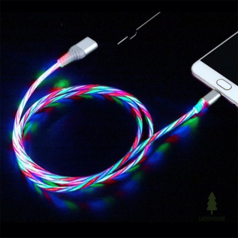 LED C타입 고속 충전케이블 1M 레인보우 핸드폰충전케이블c타입 c타입led충전케이블 핸드폰충전케이블