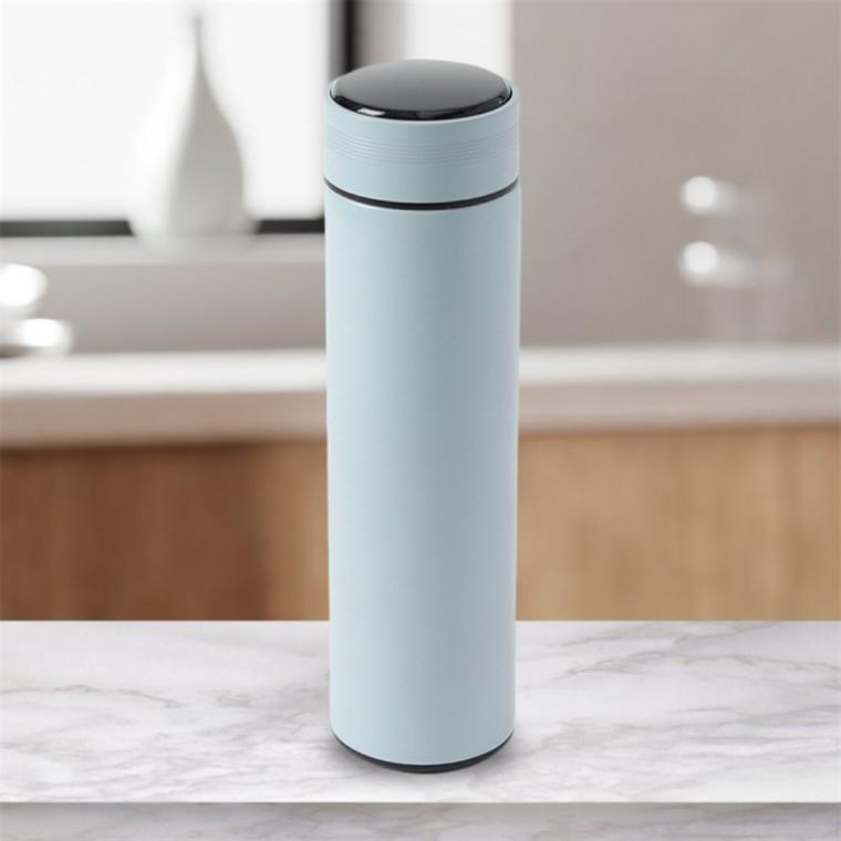 스텐 LED 온도표시 보온병500ml 스카이 온도텀블러 온도계텀블러 온도보온병