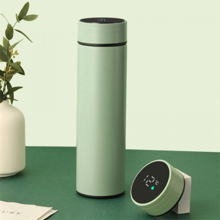 스텐 LED 온도표시 보온병500ml 올리브 스포츠텀블러 스텐보온병 led온도표시보온병