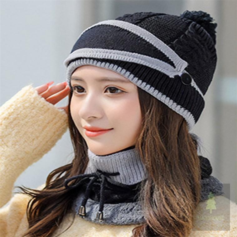 넥워머 털모자 블랙 여성용 넥워모 여성넥워머모자세트 목보온밴드