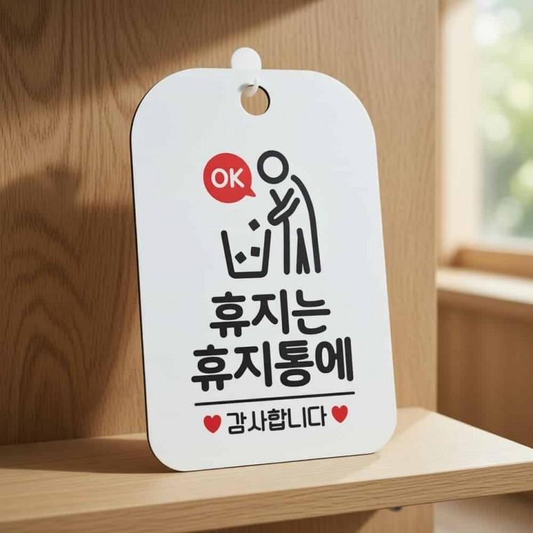 휴지는 휴지통에 안내판 화장실안내문구 안내팻말
