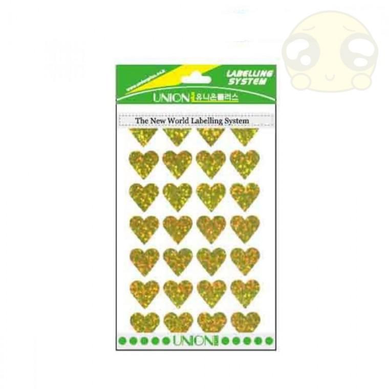 유니온플러스 하트스티커 홀로그램 19x18mm 칼라스티커 보상스티커 폴꾸스티커