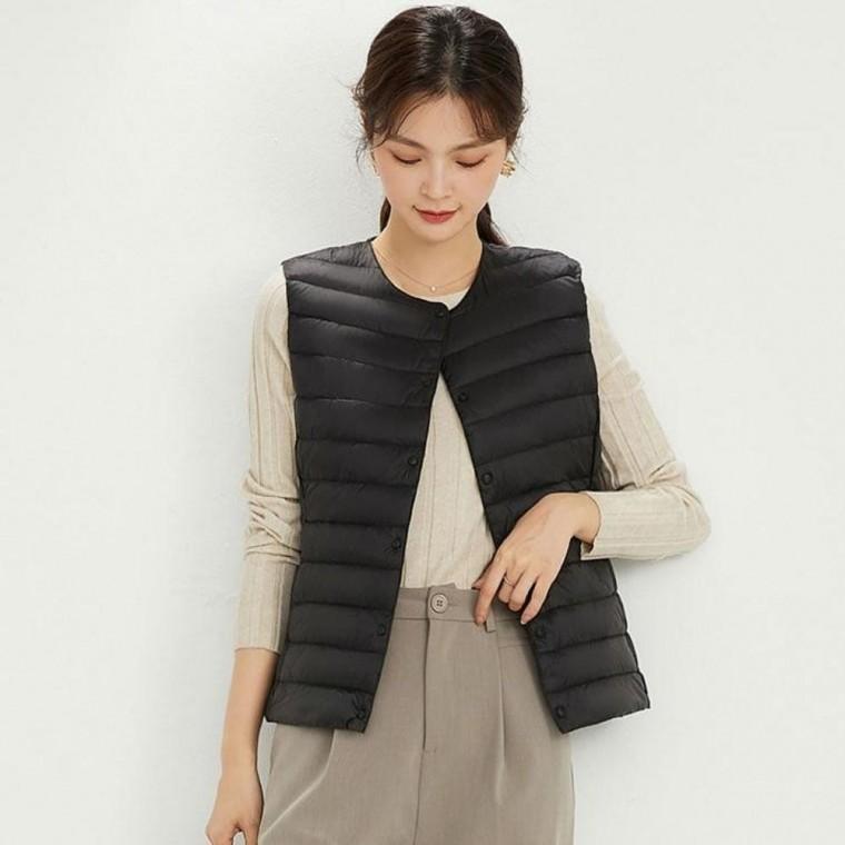 경량 오리털 패딩조끼 덕다운 베스트 겨울 보온 이너 패딩조끼