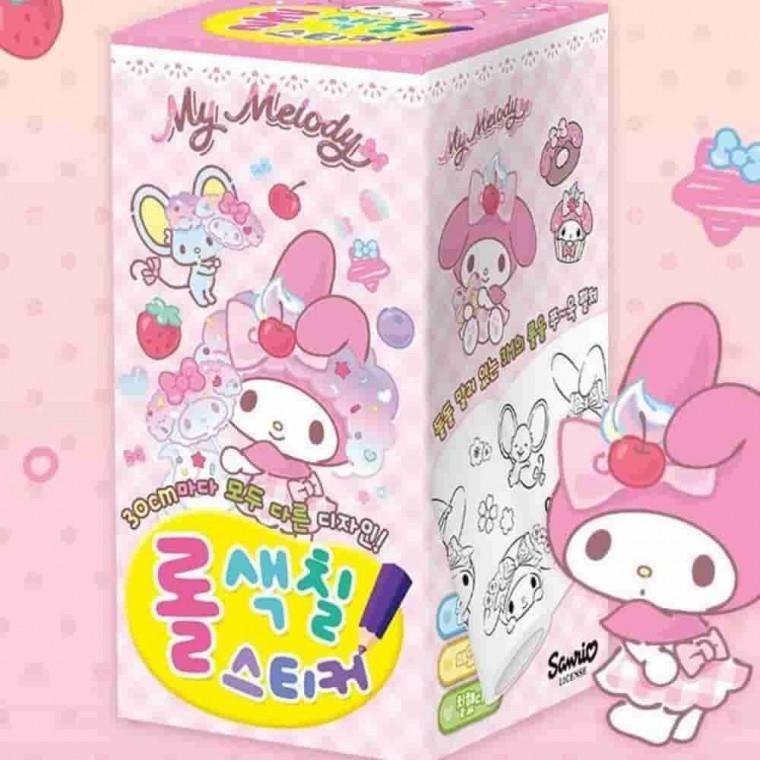 마이멜로디 색칠스티커 메세지스티커 데코테이프 다이어리꾸미기