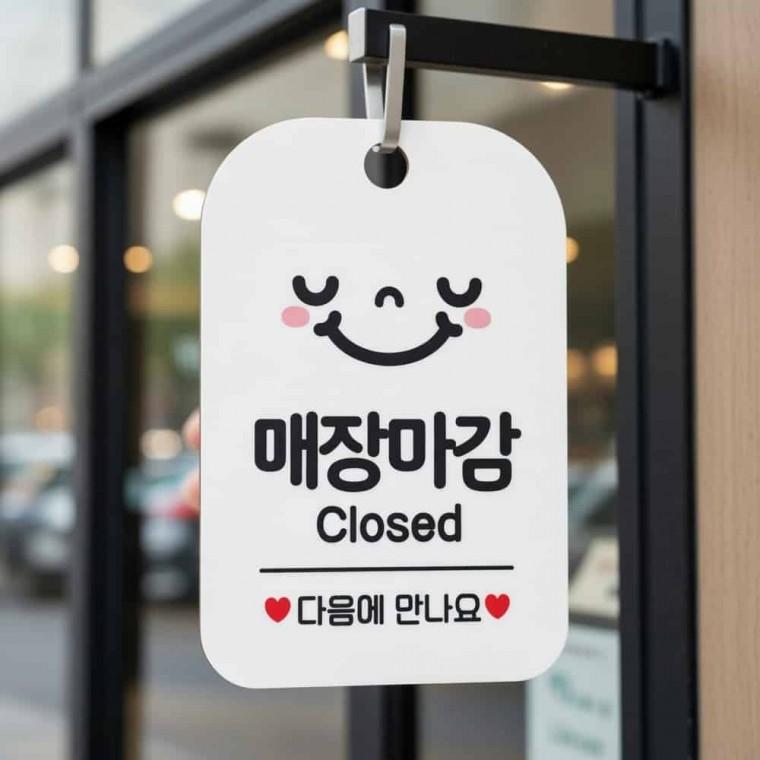 매장마감 스마일 안내판 도어걸이 식당표지판