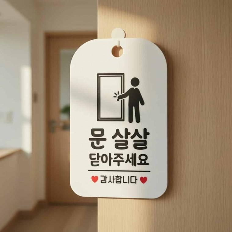 문살살닫아주세요 안내판 안내사인 입구안내판