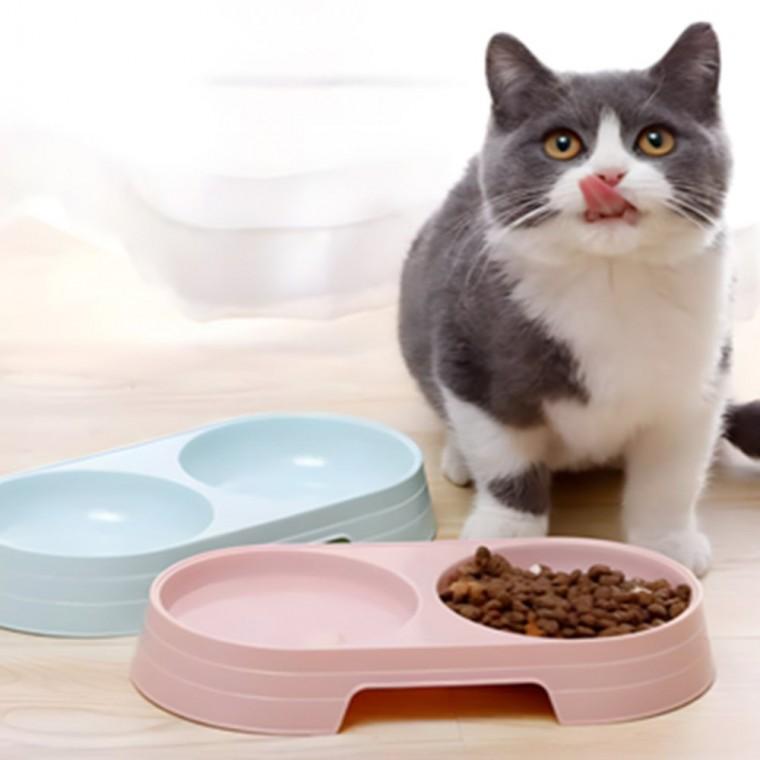 강아지사료그릇 강아지 고양이 2구식기 핑크