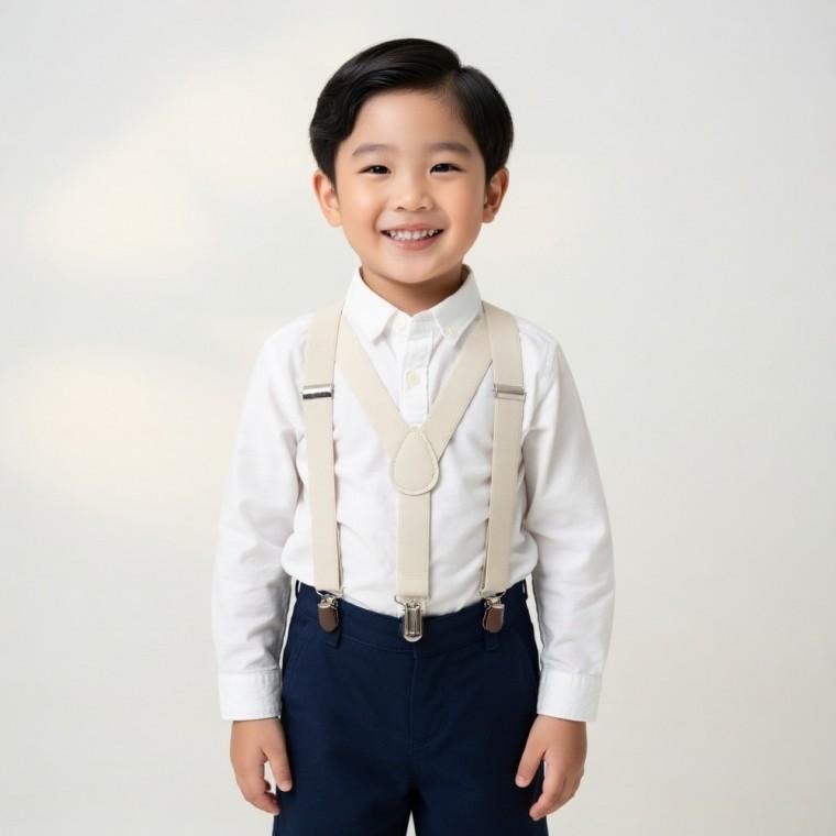 아이보리 와이형 키즈 Y형 바지 어린이 멜빵