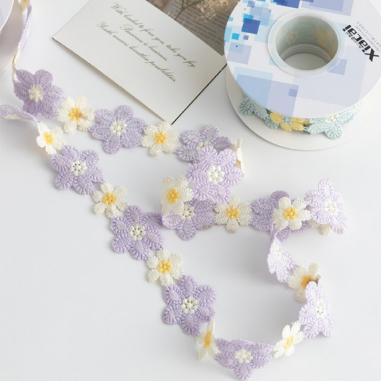 DIY 꽃 장식 자수 리본 끈 선물 장식 공예품 부자재 수예용품