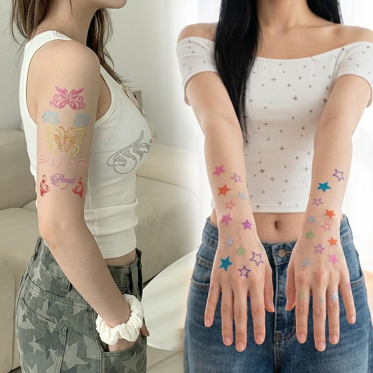 키치글리터타투스티커 별 나비 헤나 바디페인팅 패션