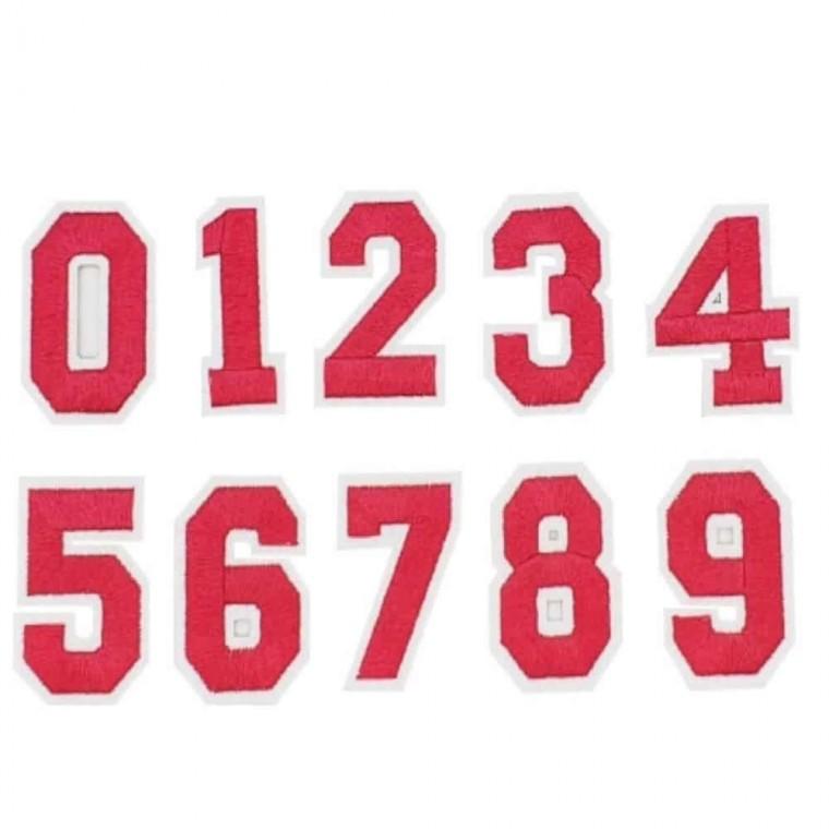 숫자 패치 핑크레드 옷스티커 자수패치