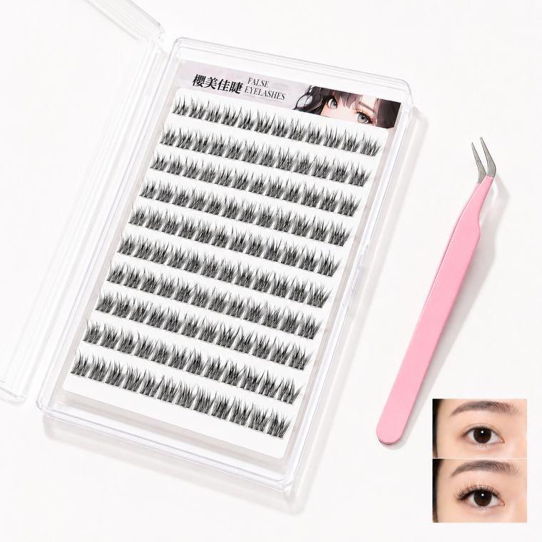노글루 속눈썹 11-13mm 120P 인조 가닥속눈썹 집게