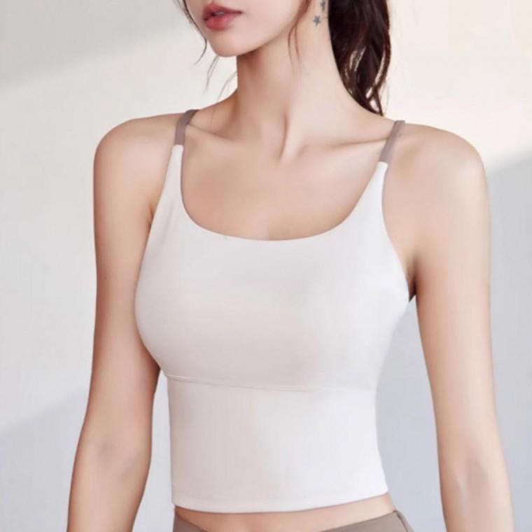 여성 브라탑 나시끈 요가상의 필라테스웨어