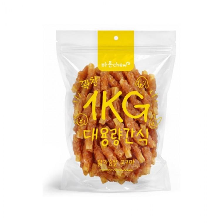바른츄 닭가슴살 고구마 1kg 강아지 대용량 가성비 간식