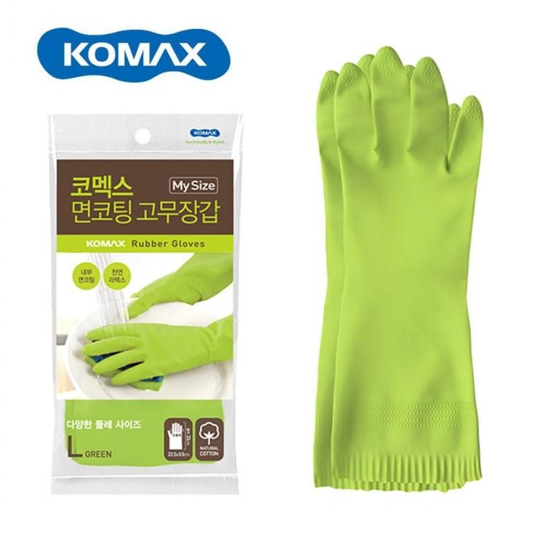 짧은 기장 연두 코멕스 면코팅 안감 고무장갑 라텍스 코맥스