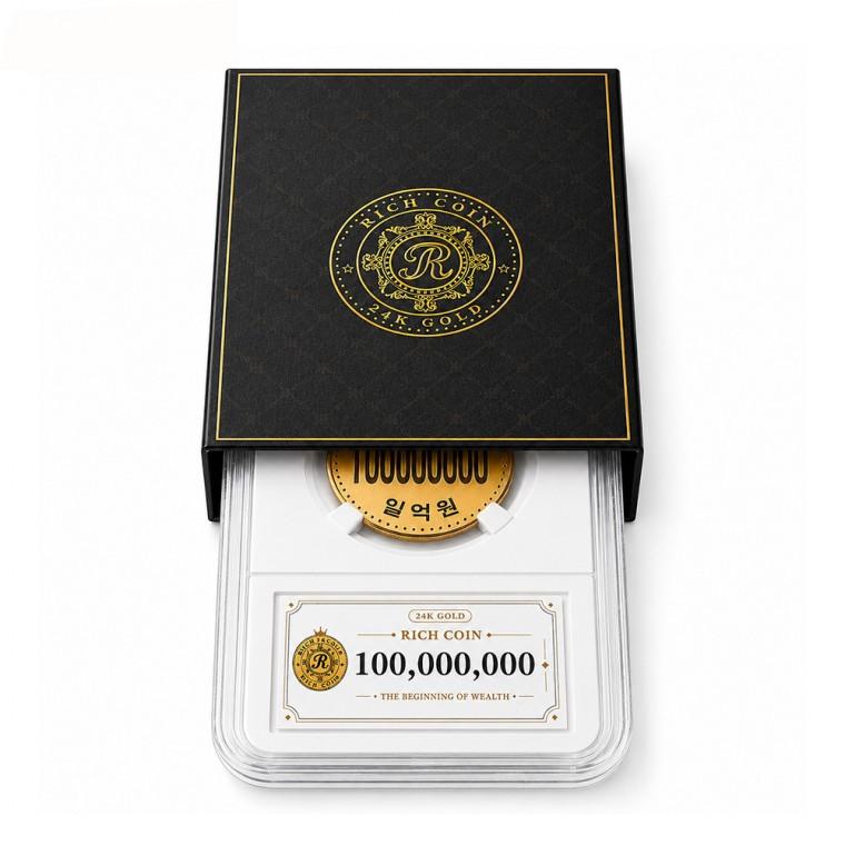 [럭키심볼]부자되는 프리미엄 24K 골드 리치코인 에디션 1억 부자되는선물 행운의선물 금도금 기념주화