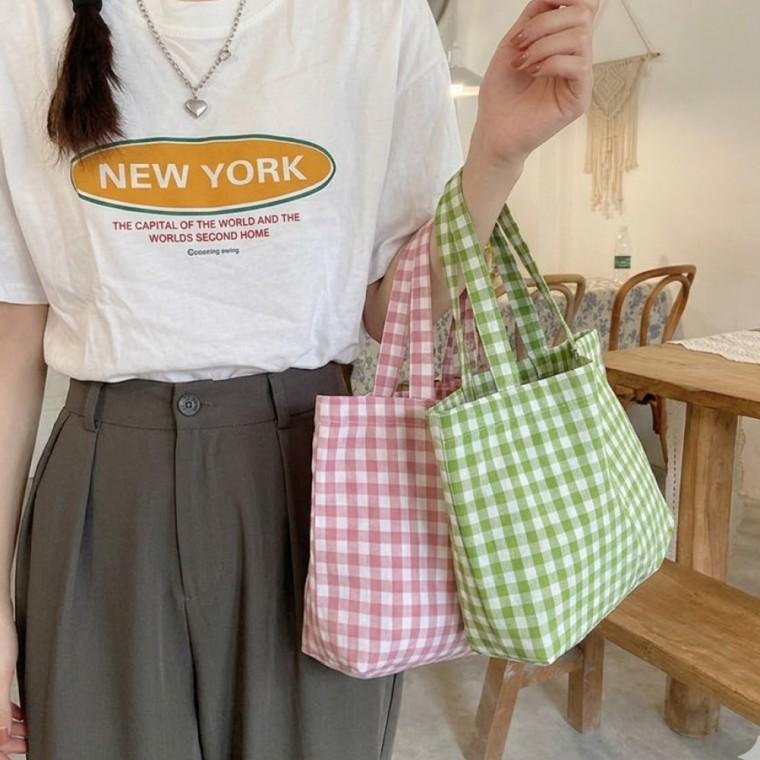 데일리 쇼핑용 체크 백