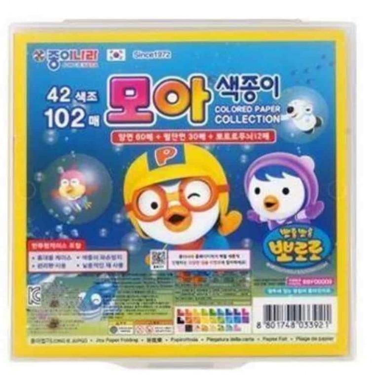 색종이접기 고급용지 학접기 색지 케이스 뽀로로모아색종이 102매