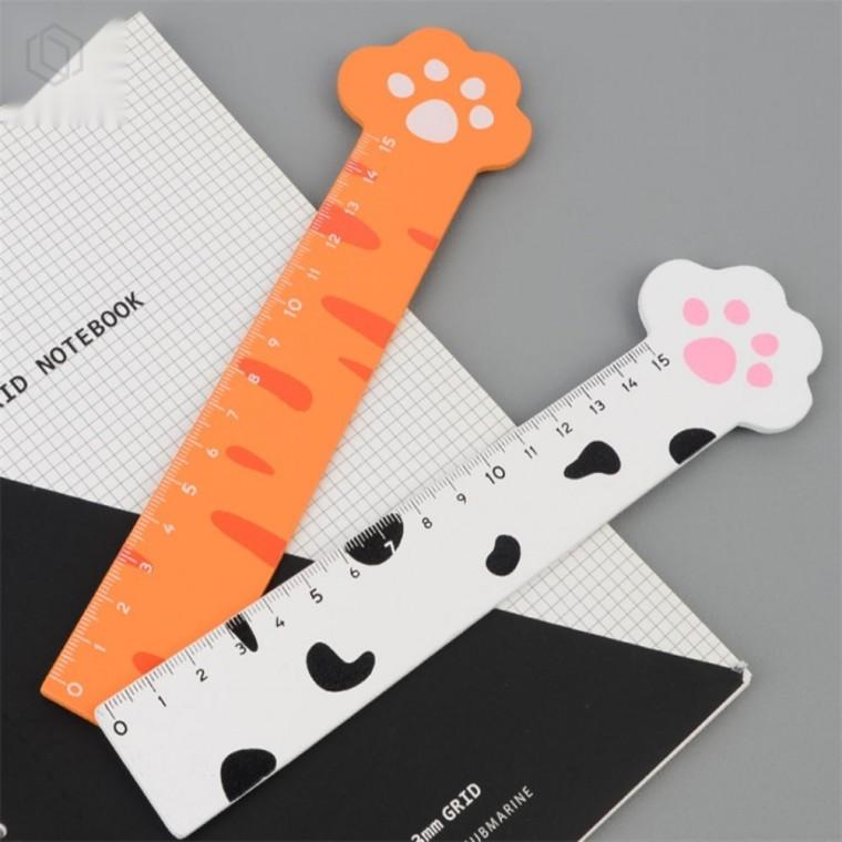 귀여운 고양이 발 모양 15cm 자 스쿨용품 애완용자 애완동물자