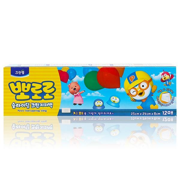 [도매포유]크린랩 뽀로로 슬라이딩지퍼백(대)25x24x12매