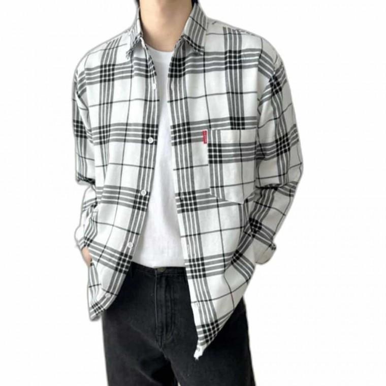 긴팔 체크 셔츠 루즈핏 겨울남방 남성용남방 패턴남방 오버핏남방 셔츠남방