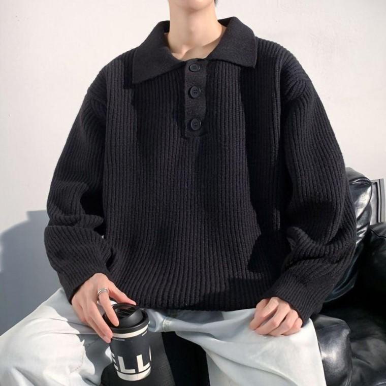 남성 봄 가을 겨울 외출 패션 카라 단추 니트 티셔츠 남자 터틀넥 목폴라 폴라티 긴팔
