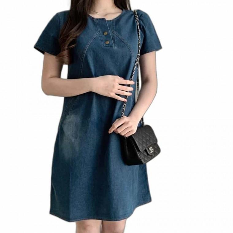 반팔 데님 원피스 중청 여성데일리원피스 여성반팔원피스 20대여성원피스 편한원피스 20대여자원피스