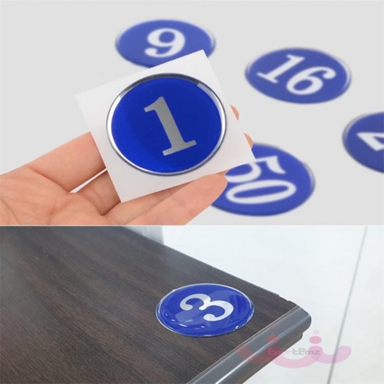 에폭시 번호판 1 50 원형 숫자 넘버링 스티커 48mm 블루 테이블사물함번호표 테이블넘버링 공연장의자