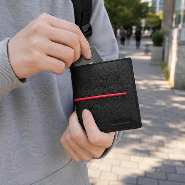 남성 학생 직장인 소가죽 중지갑 카드 명함 지폐 동전 수납 슬림 지퍼형